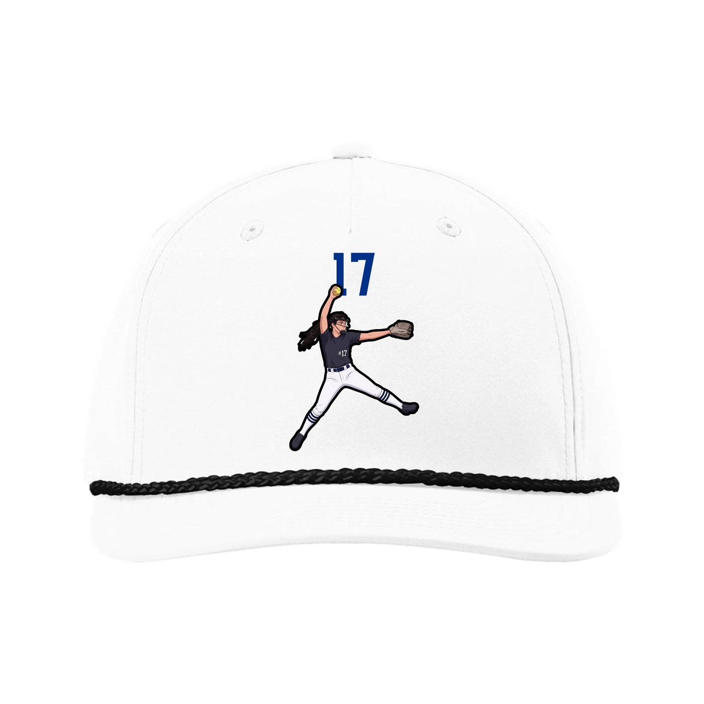 Five-Panel Classic Rope Cap — Number Top in White