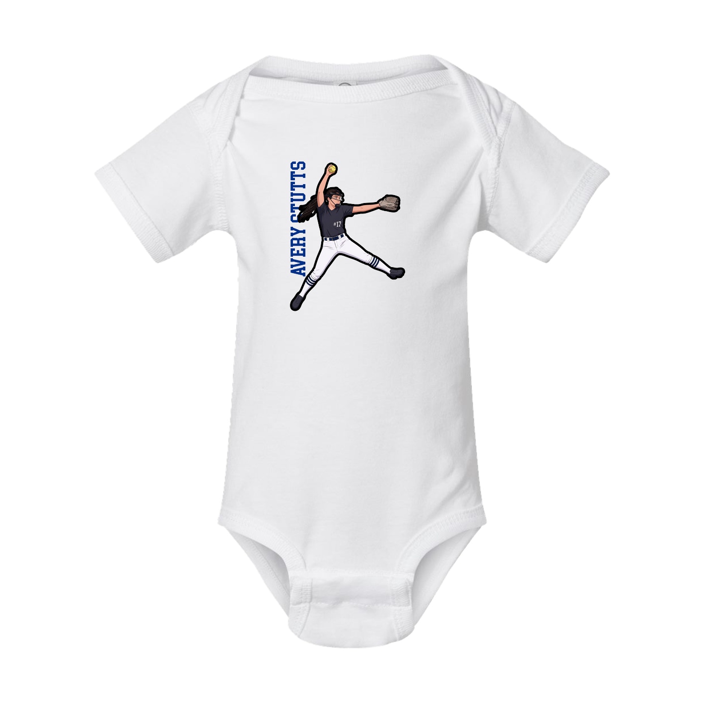 Baby Onesie — Name Vertical in White