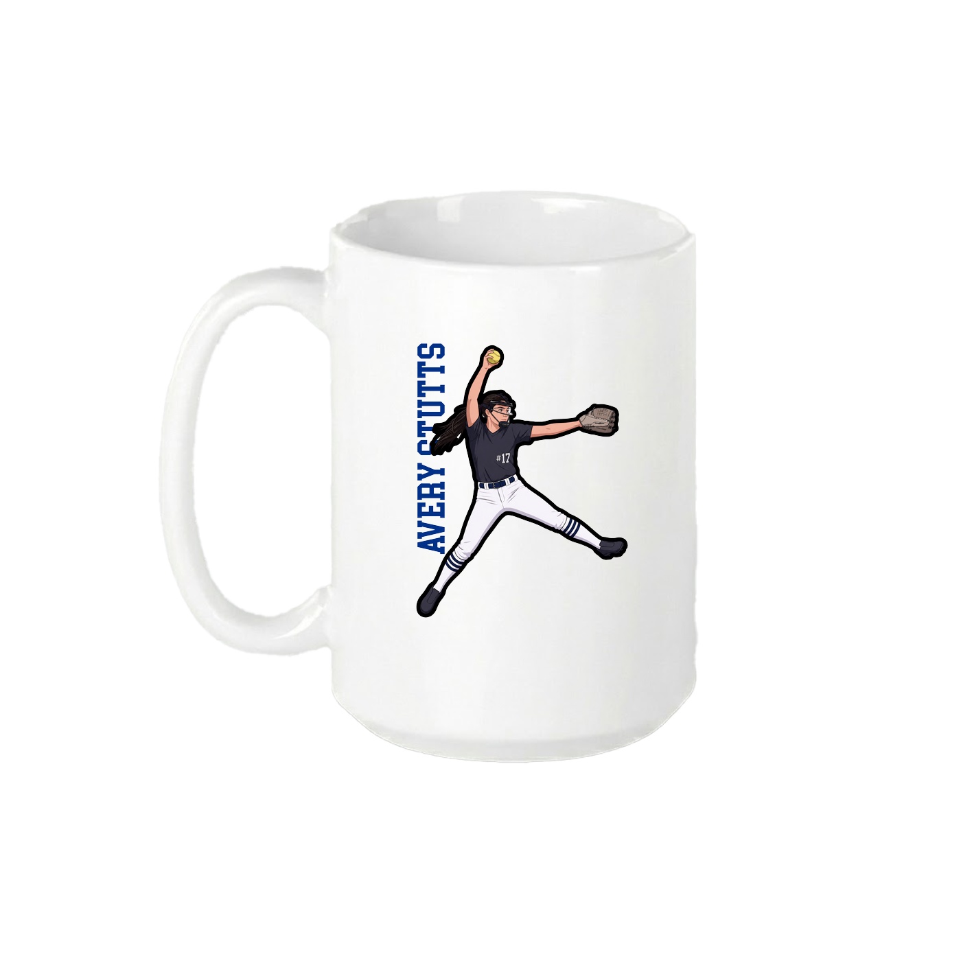 15oz Coffee Mug — Name Vertical in White