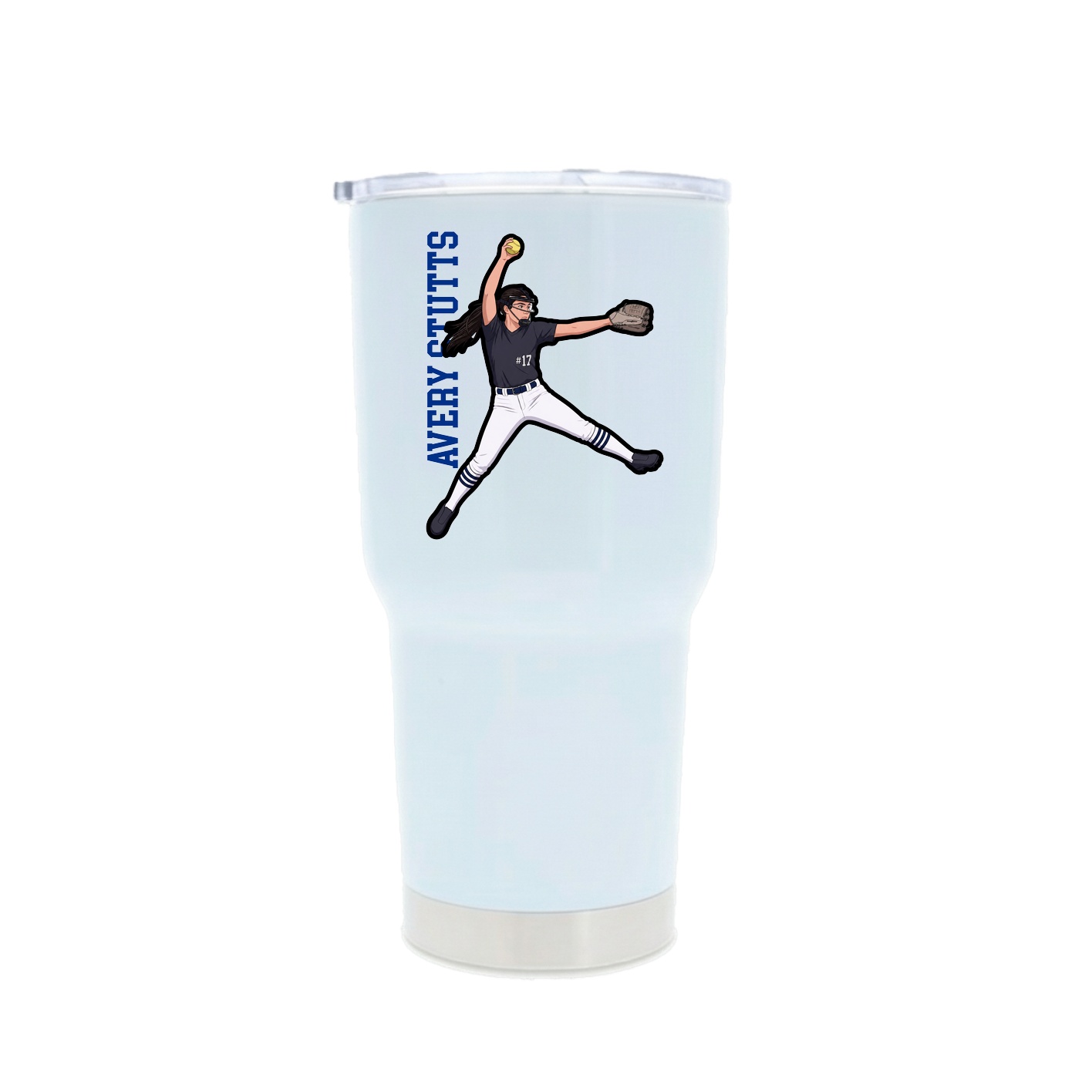 30oz Stainless Steel Tumbler — Name Vertical in White