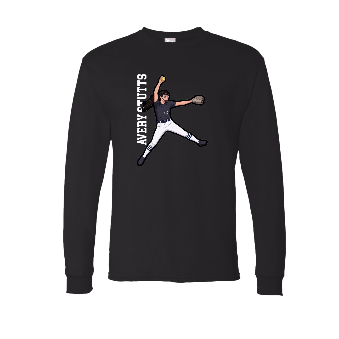 Long Sleeve Tee — Name Vertical in Black