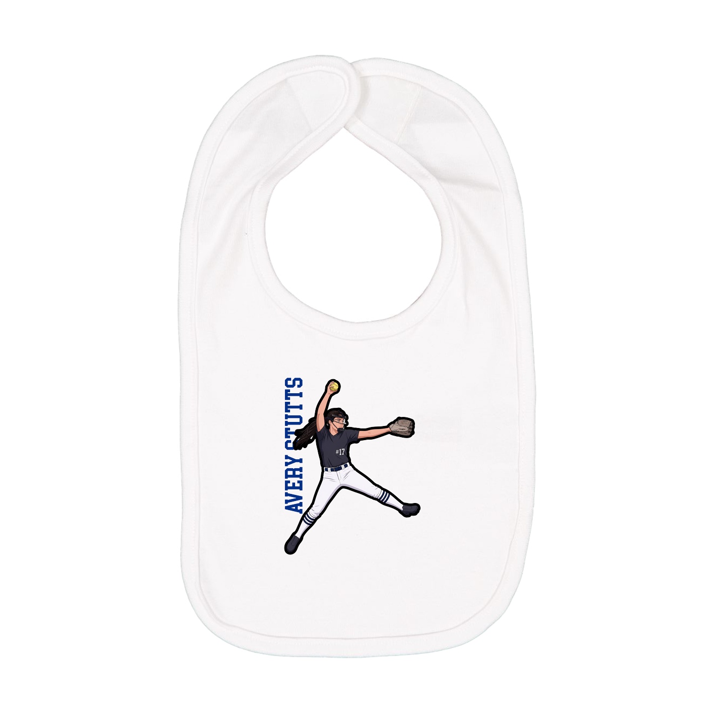 Infant Bib — Name Vertical in White