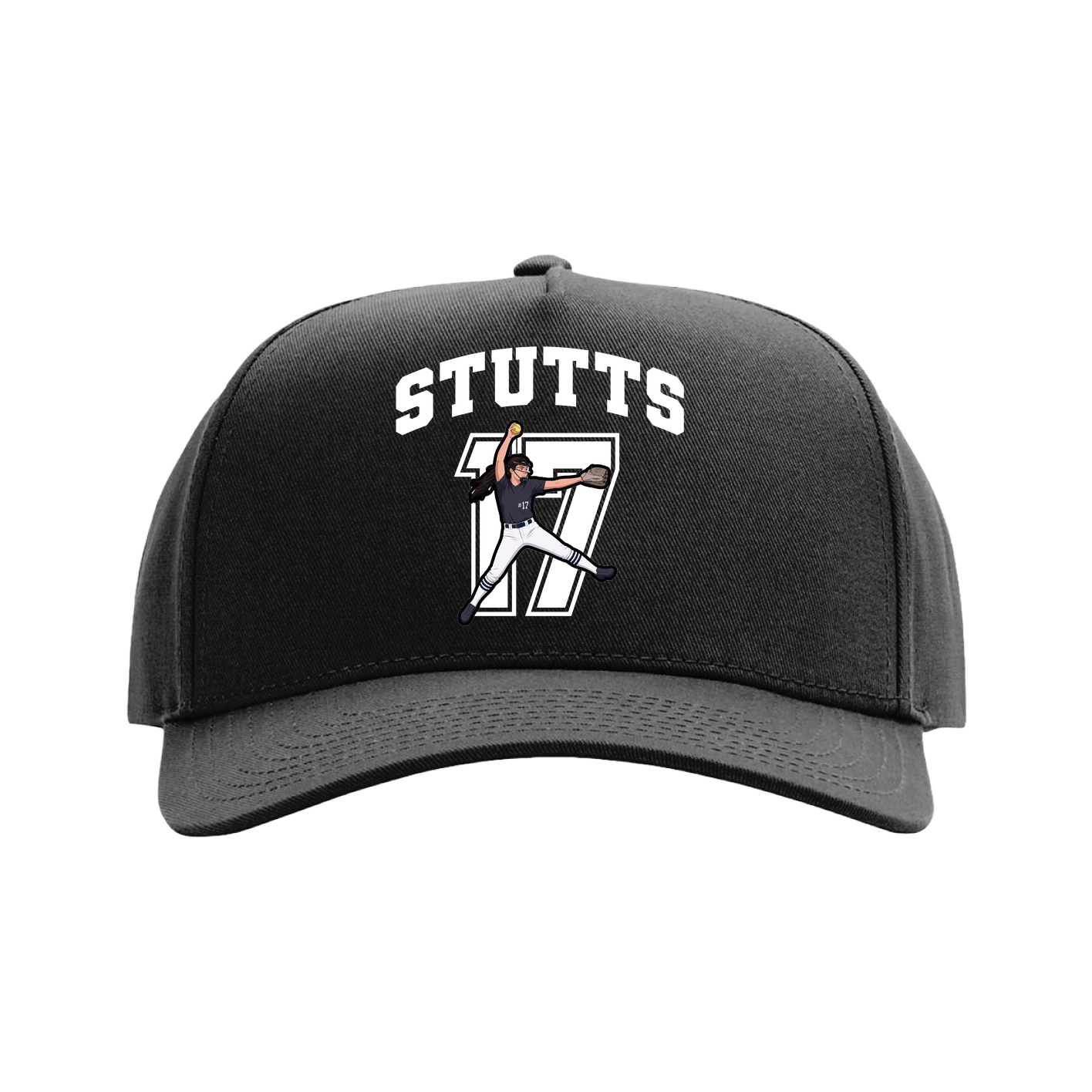 Full Fabric Five-Panel Champ Cap — Number in Black