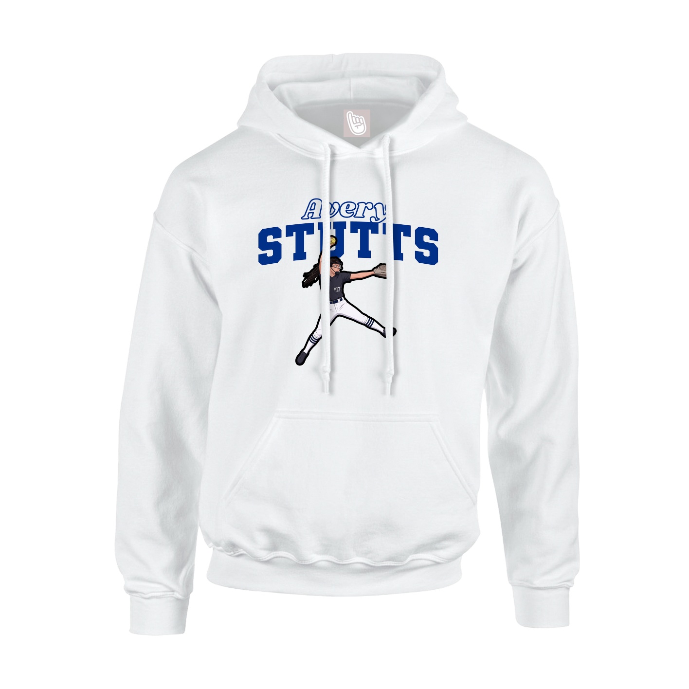 Youth Hoodie — Name Arch in White