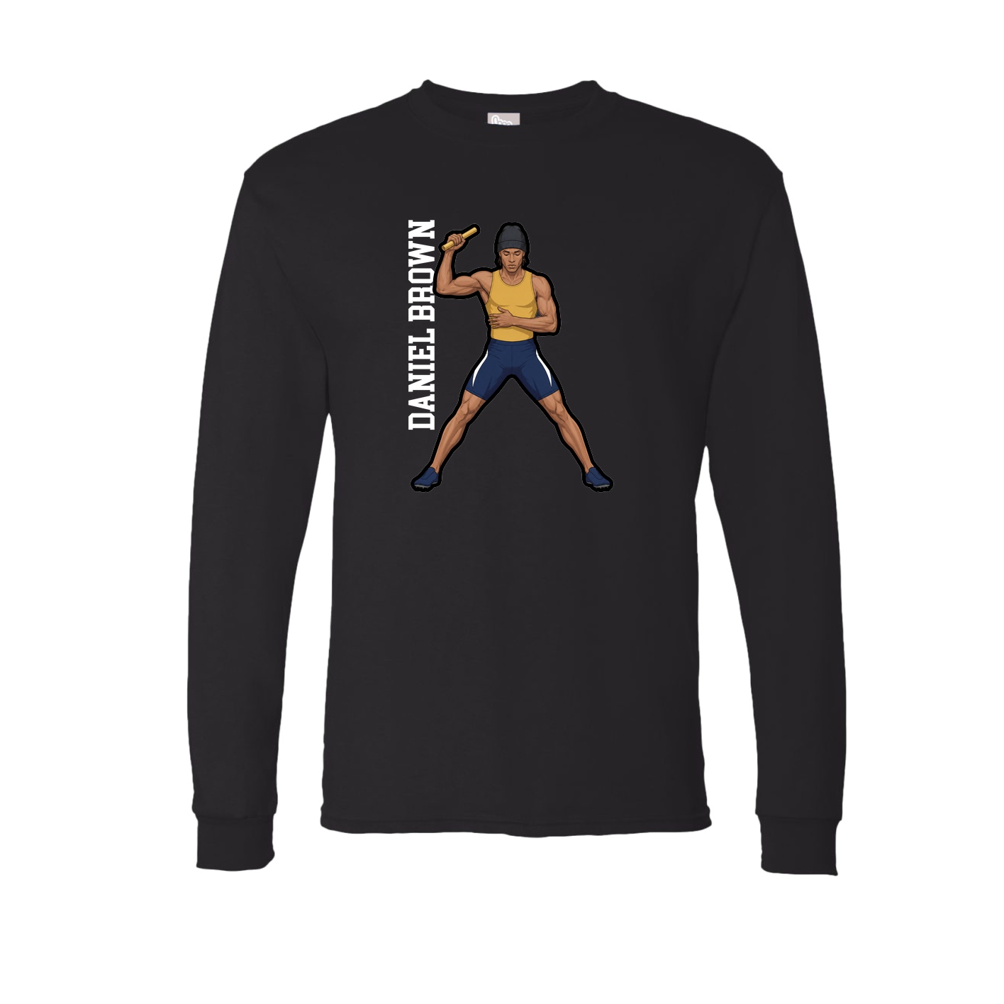 Long Sleeve Tee — Name Vertical in Black