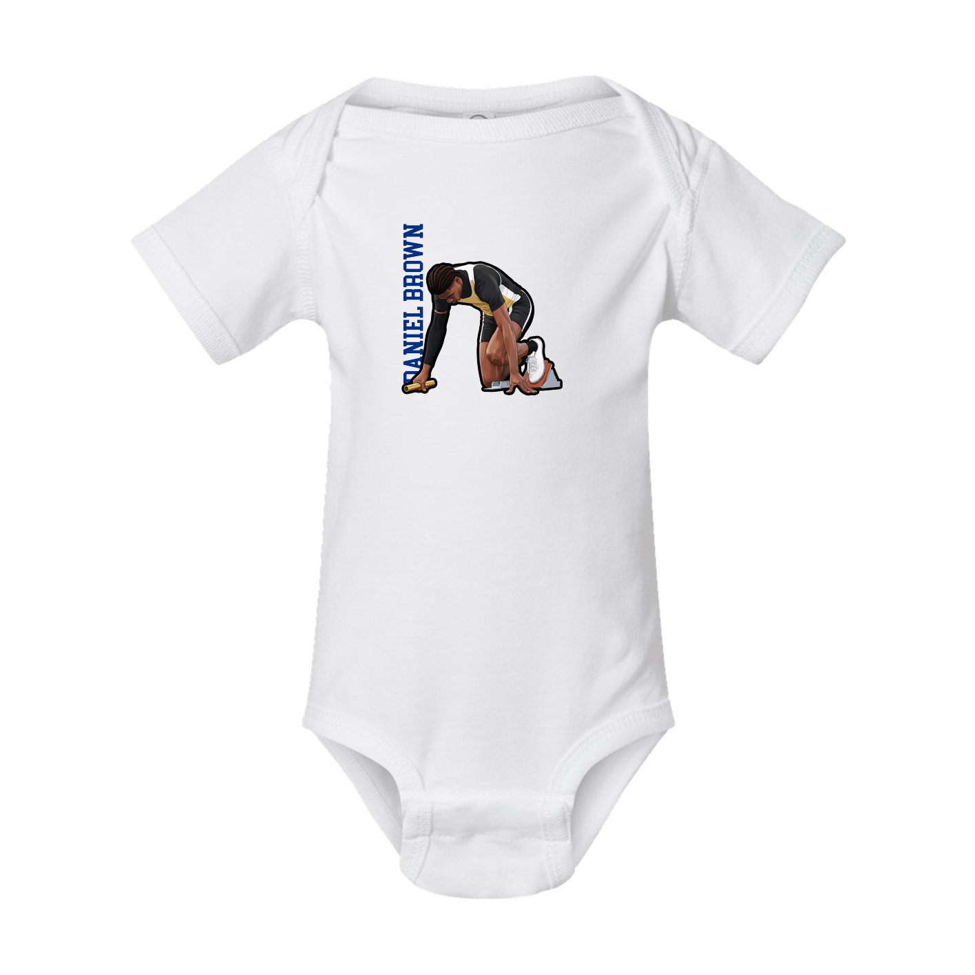 Baby Onesie — Name Vertical in White