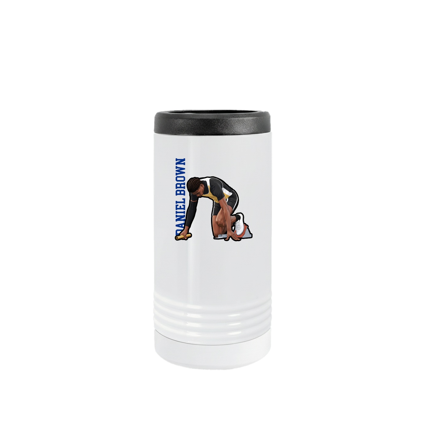 Slim Beverage Holder — Name Vertical in White