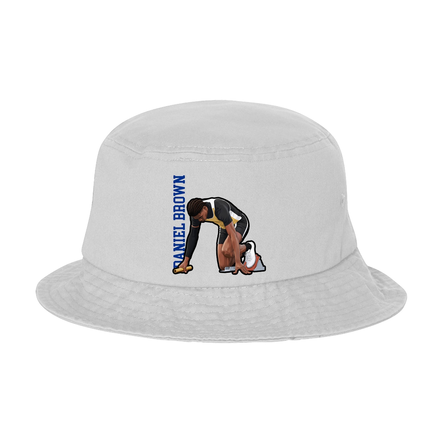 Bucket Cap — Name Vertical in White