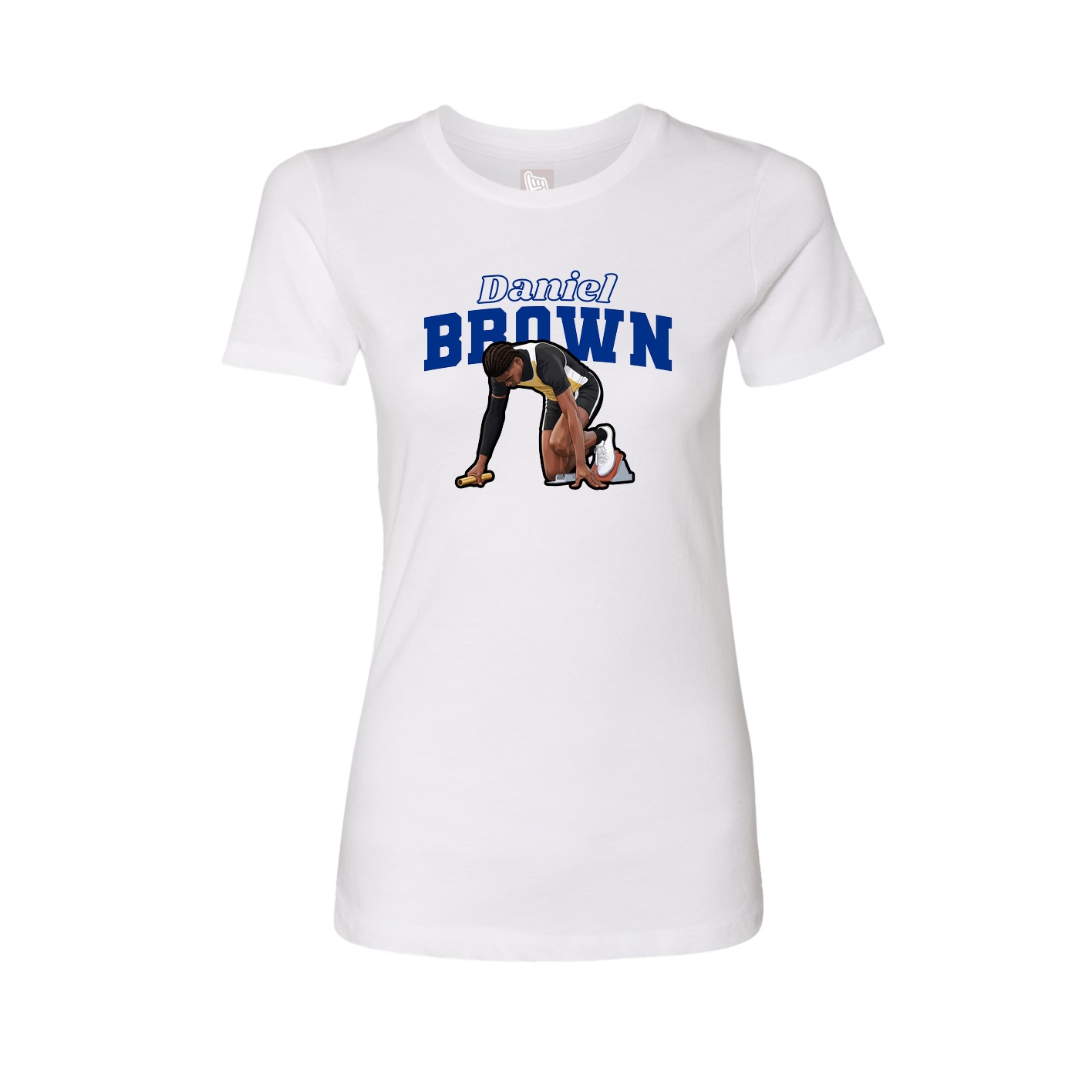 Fitted Women's Tee — Name Arch in White