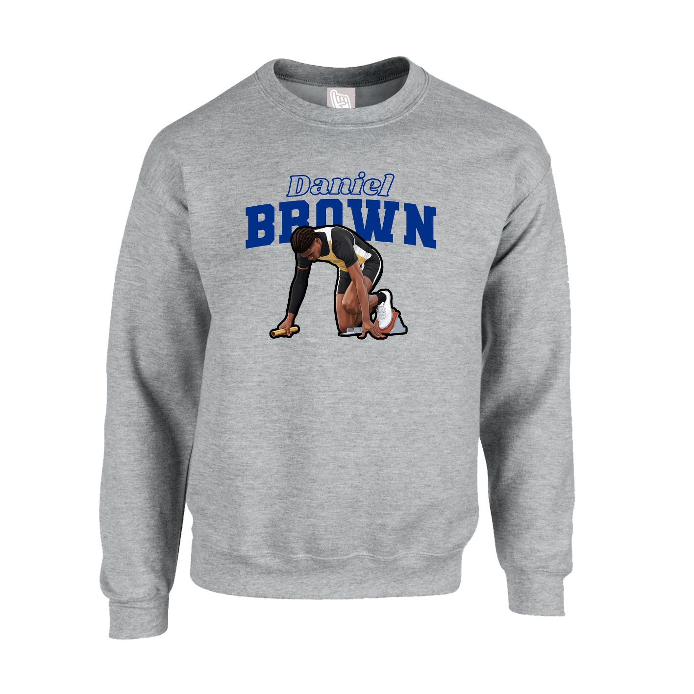 Fleece Crew — Name Arch in Grey