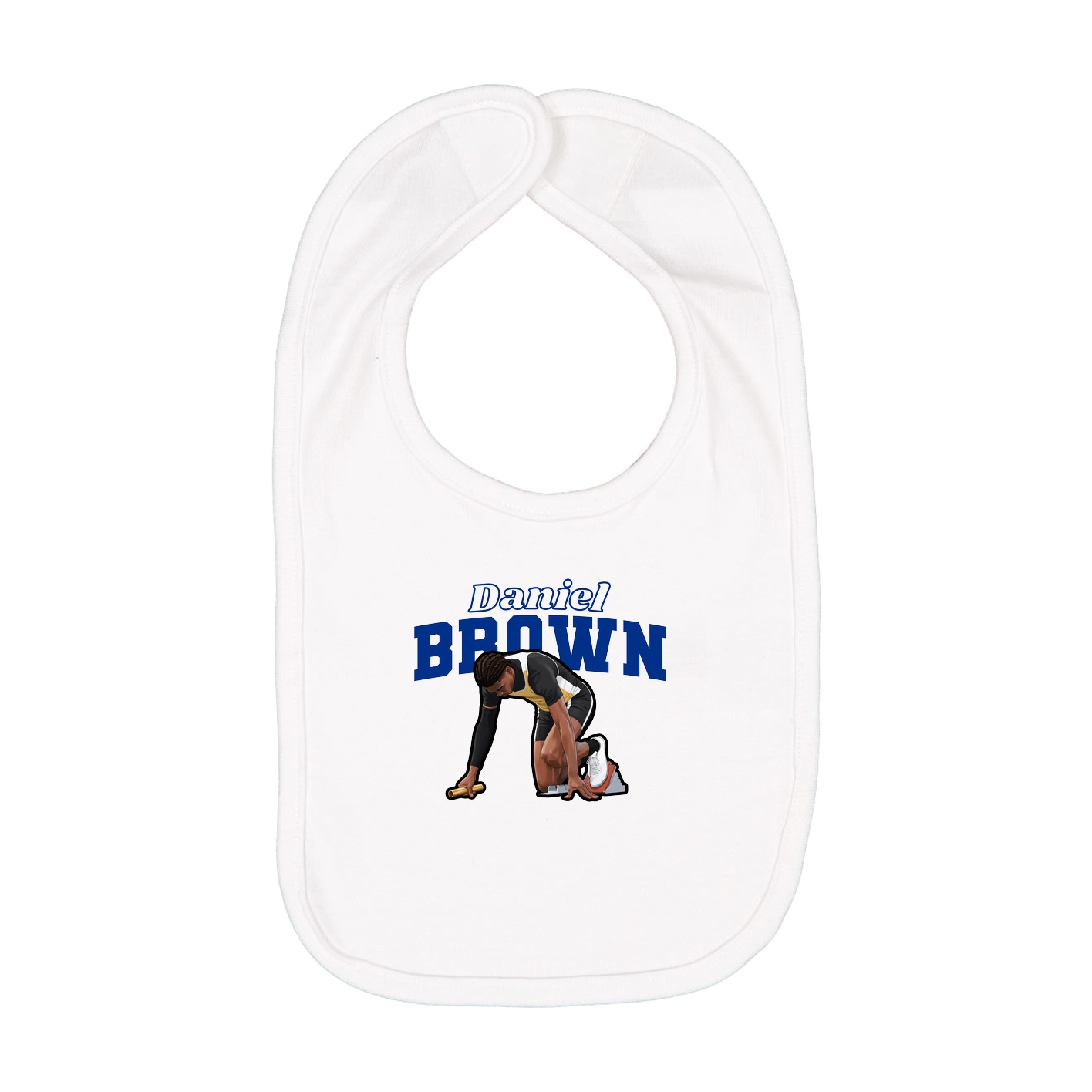 Infant Bib — Name Arch in White