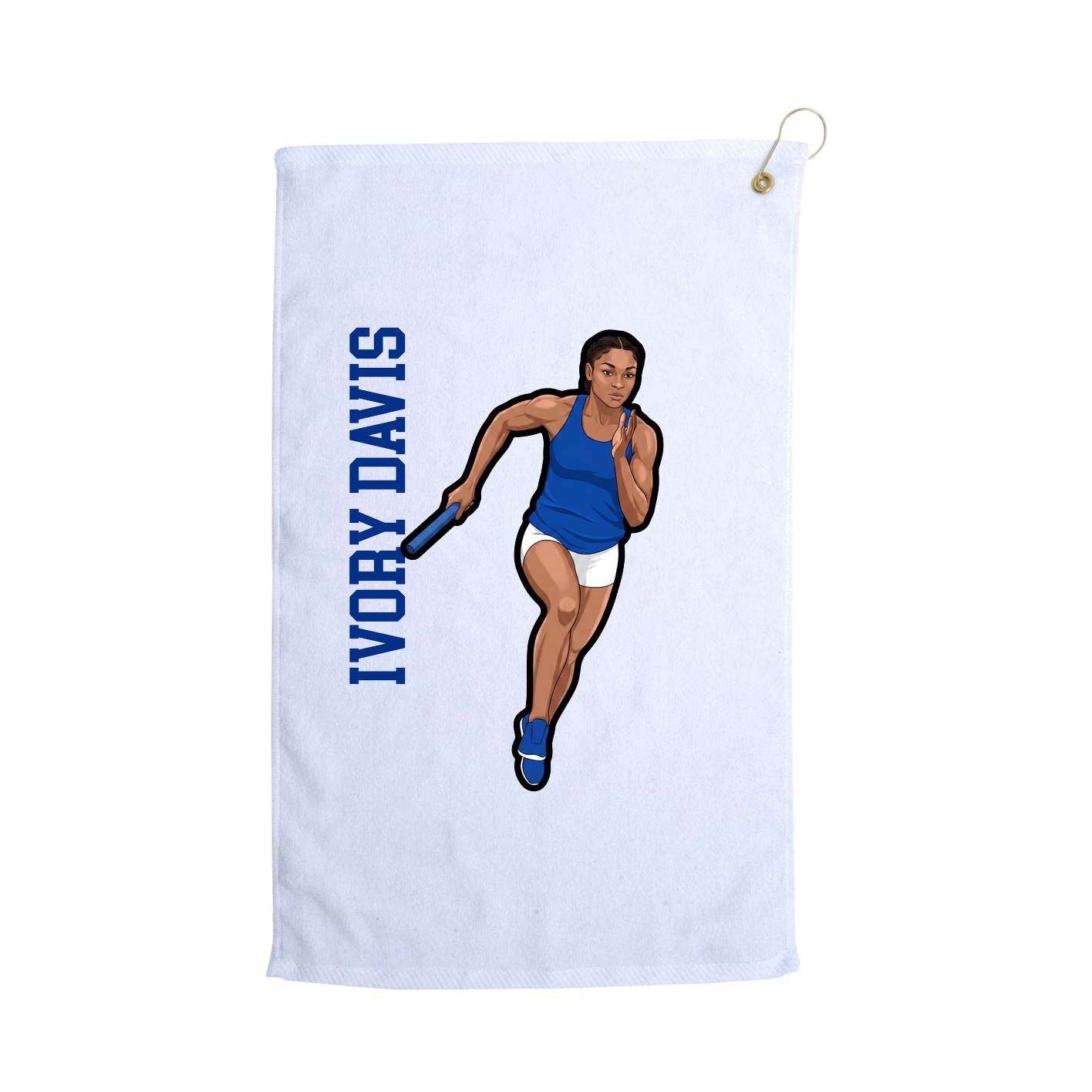Golf Towel — Name Vertical in White