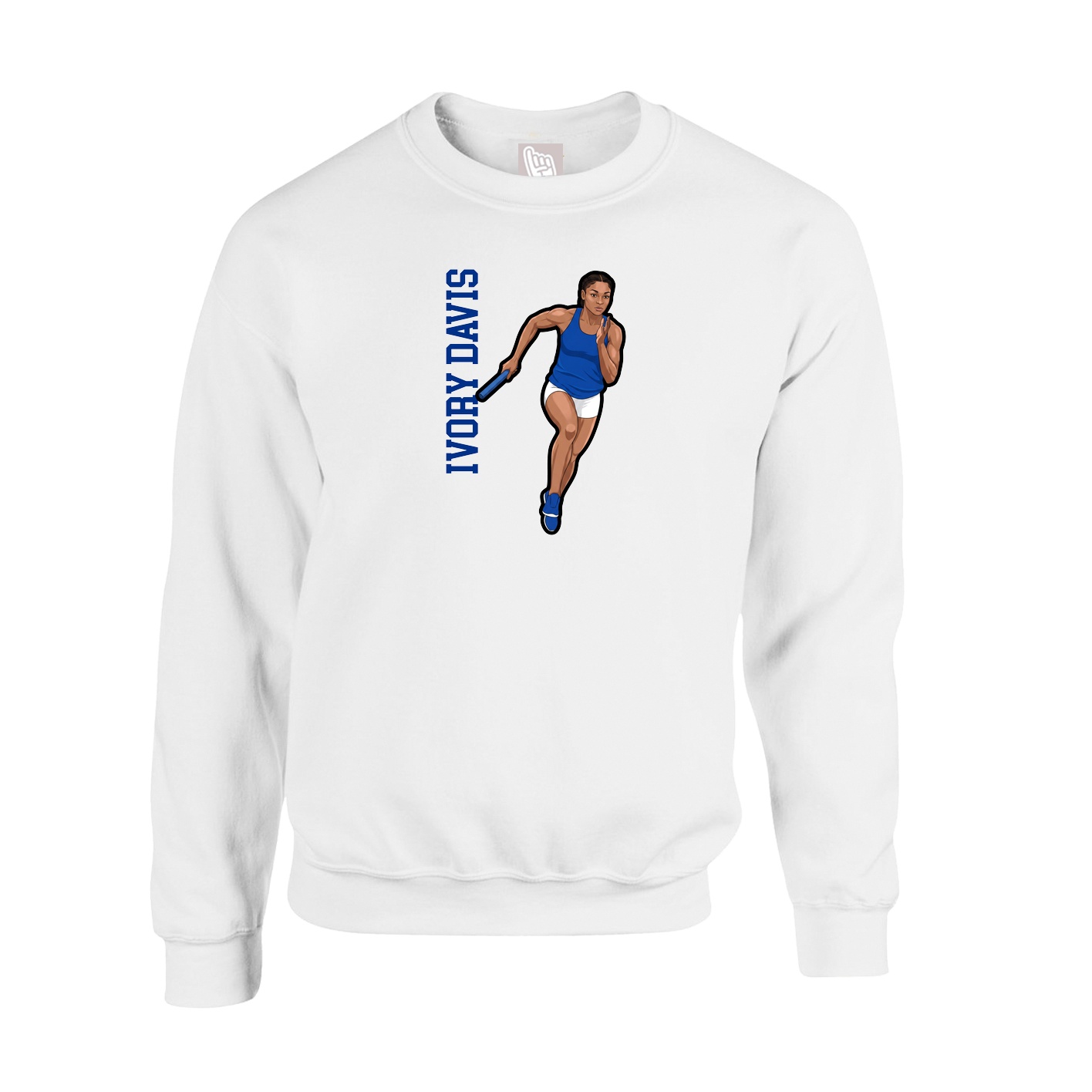 Fleece Crew — Name Vertical in White