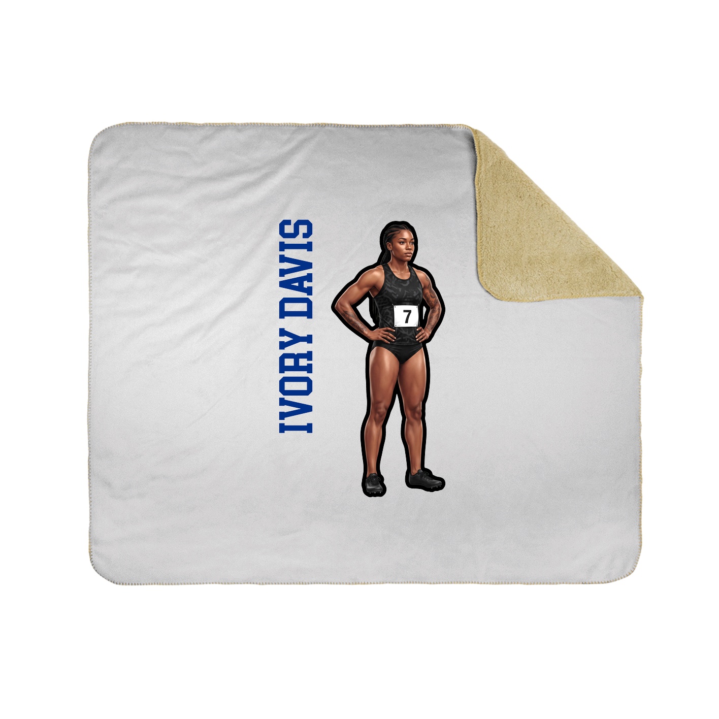Throw Blanket — Name Vertical in White