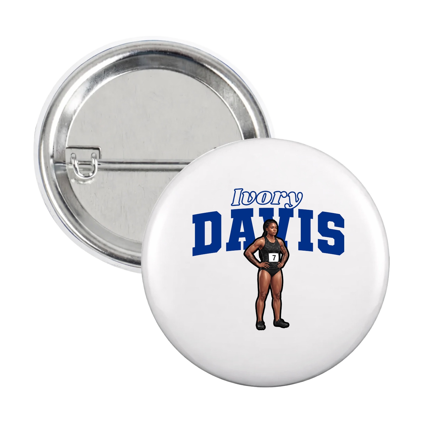 Game Day Button — Name Arch in White