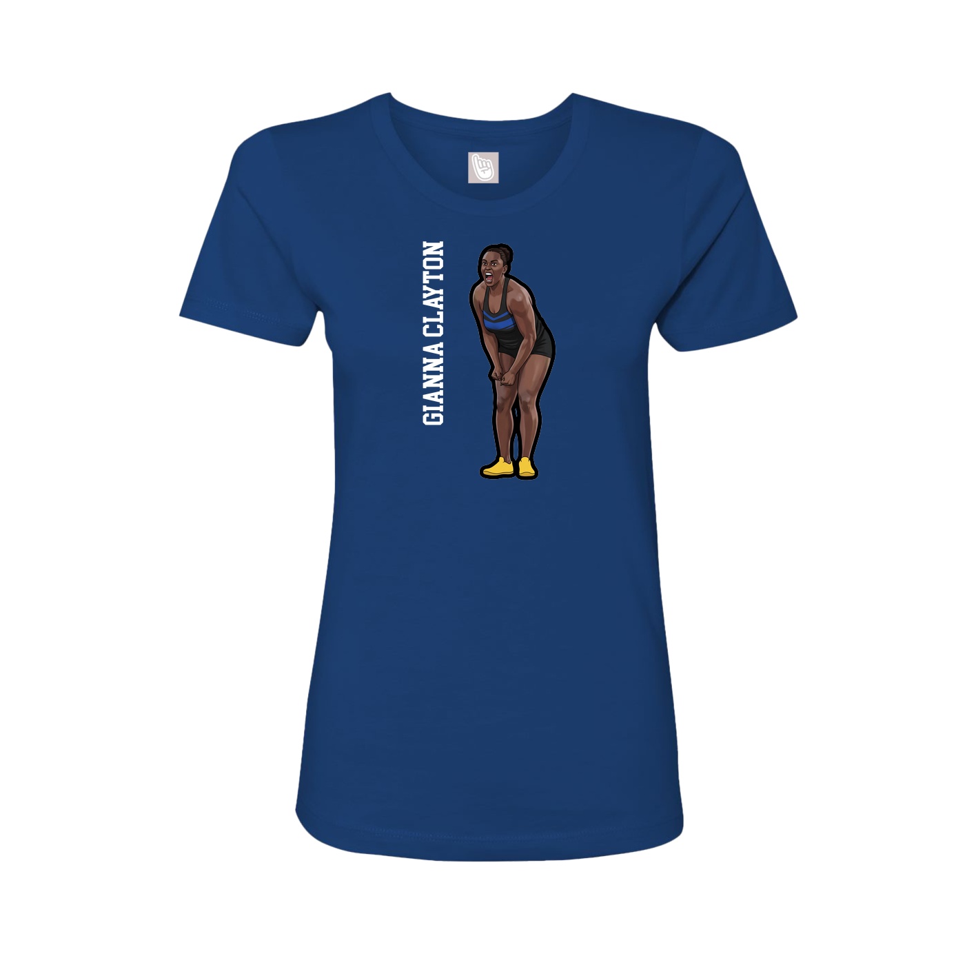 Fitted Women's Tee — Name Vertical in Royal