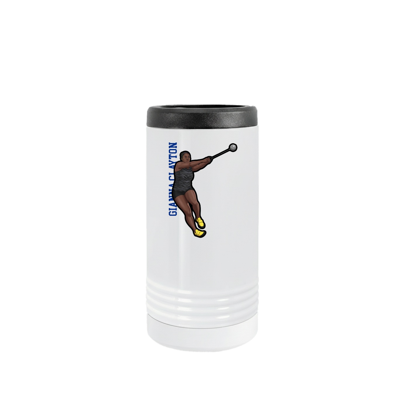 Slim Beverage Holder — Name Vertical in White