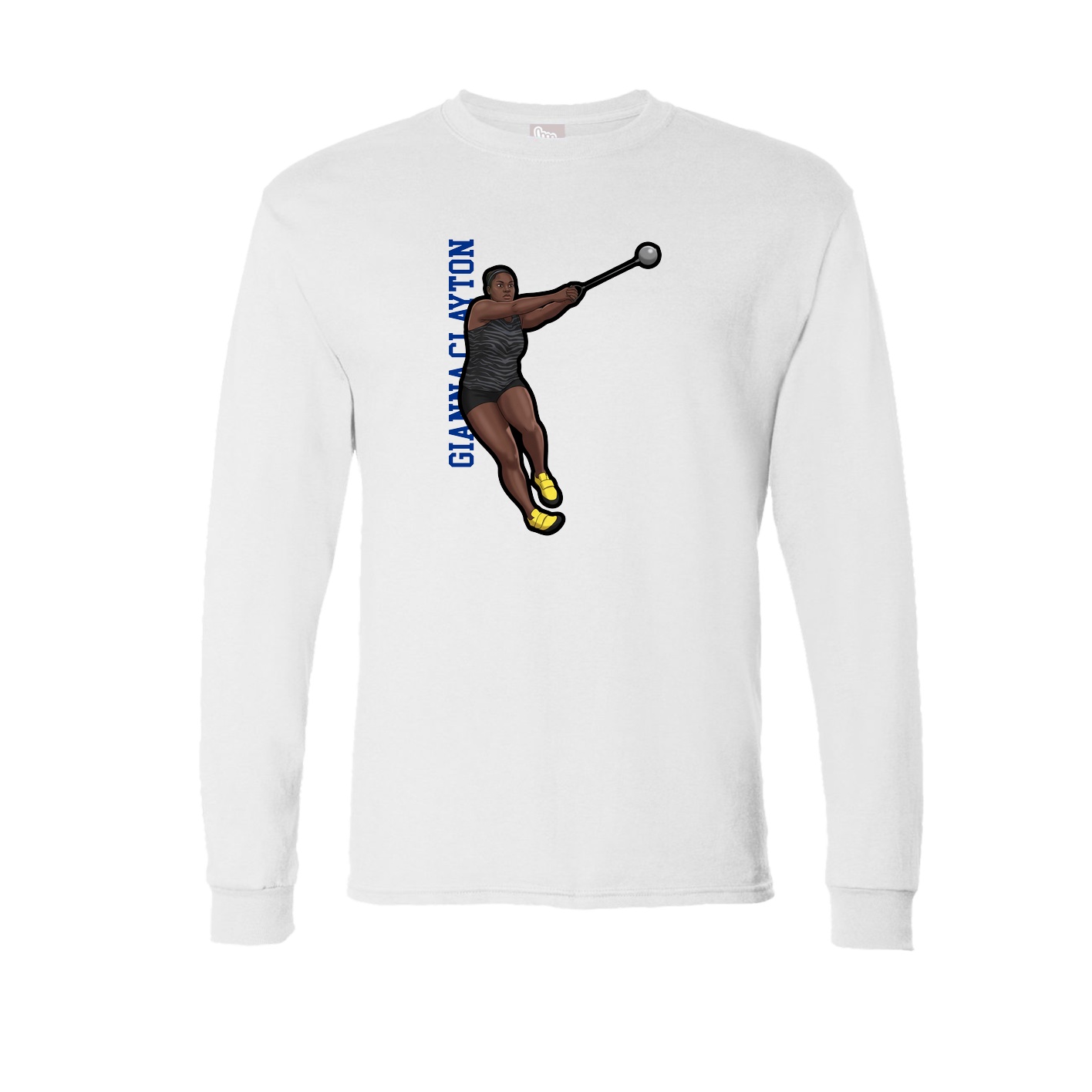 Long Sleeve Tee — Name Vertical in White