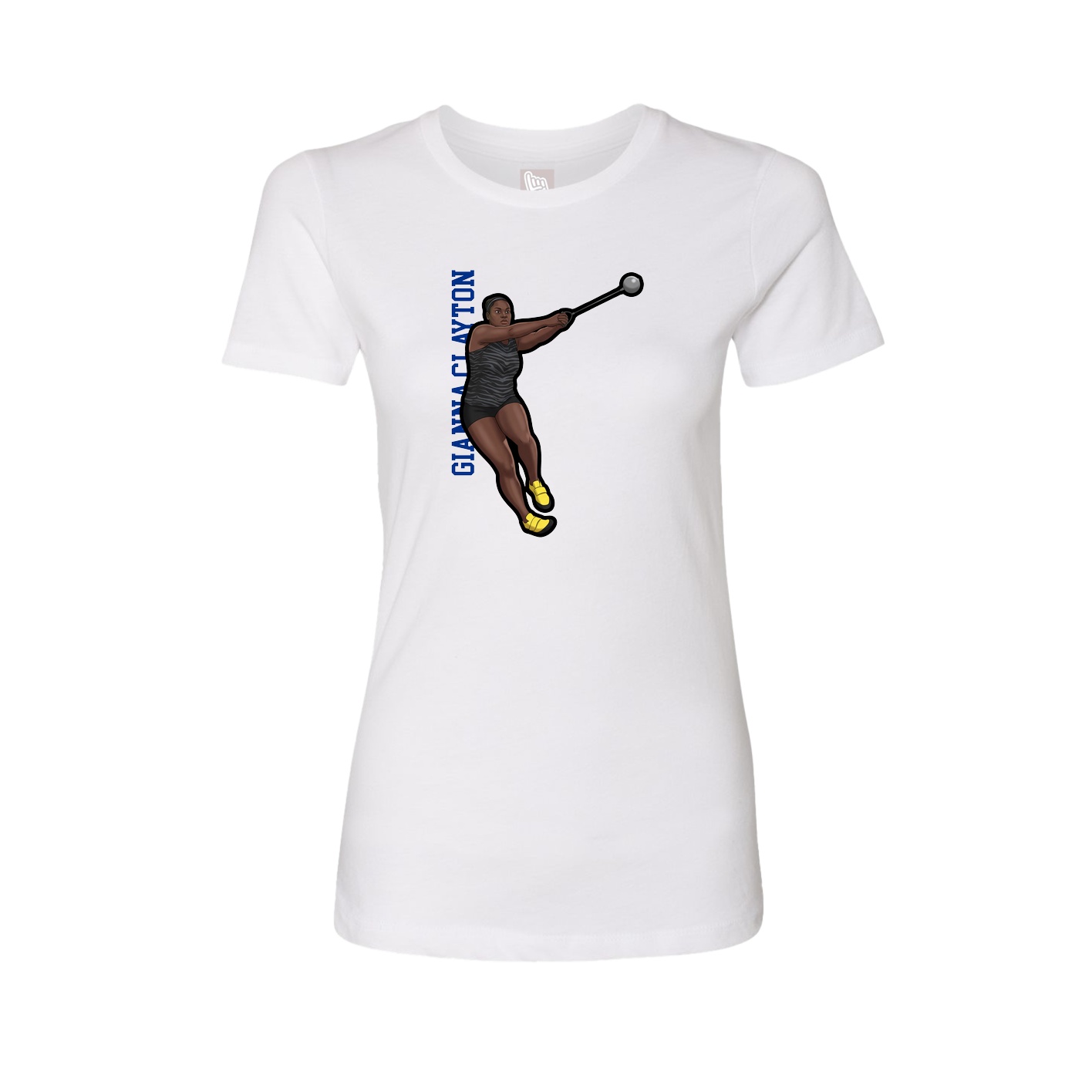 Fitted Women's Tee — Name Vertical in White