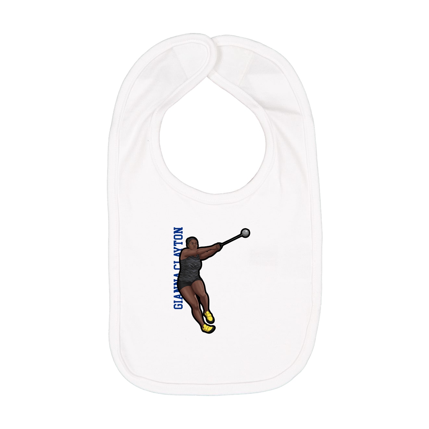 Infant Bib — Name Vertical in White