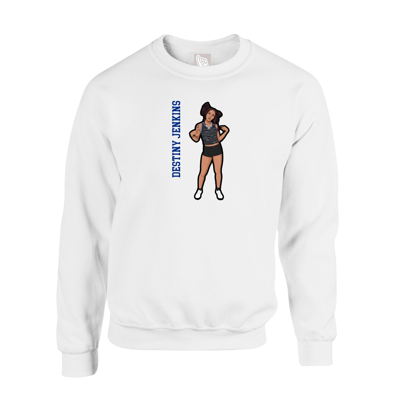 Fleece Crew — Name Vertical in White