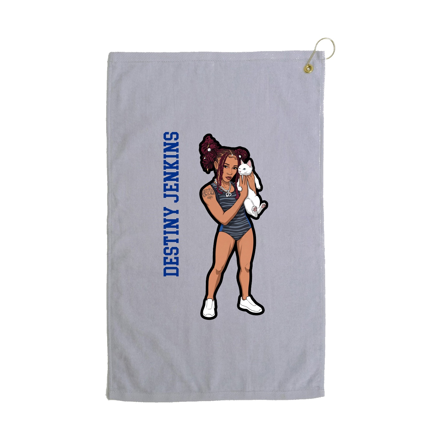 Golf Towel — Name Vertical in Grey