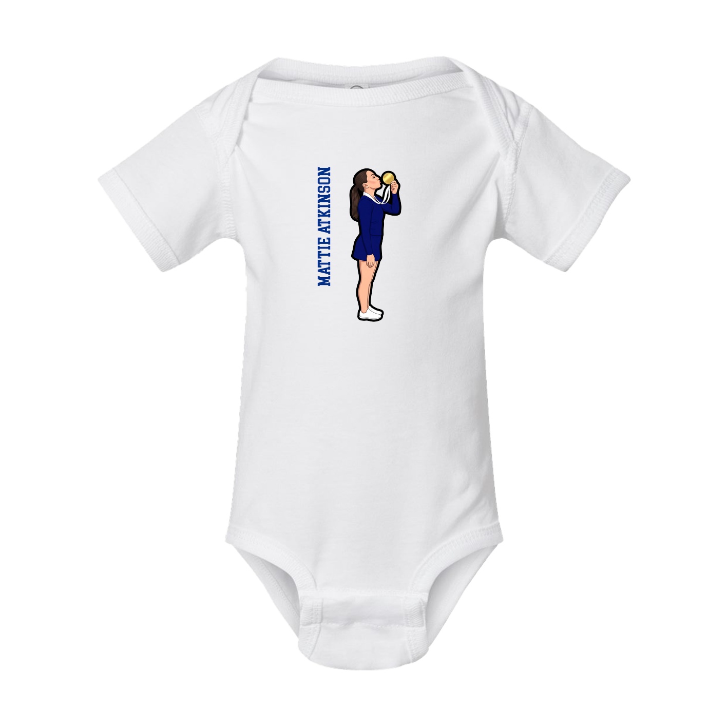 Baby Onesie — Name Vertical in White