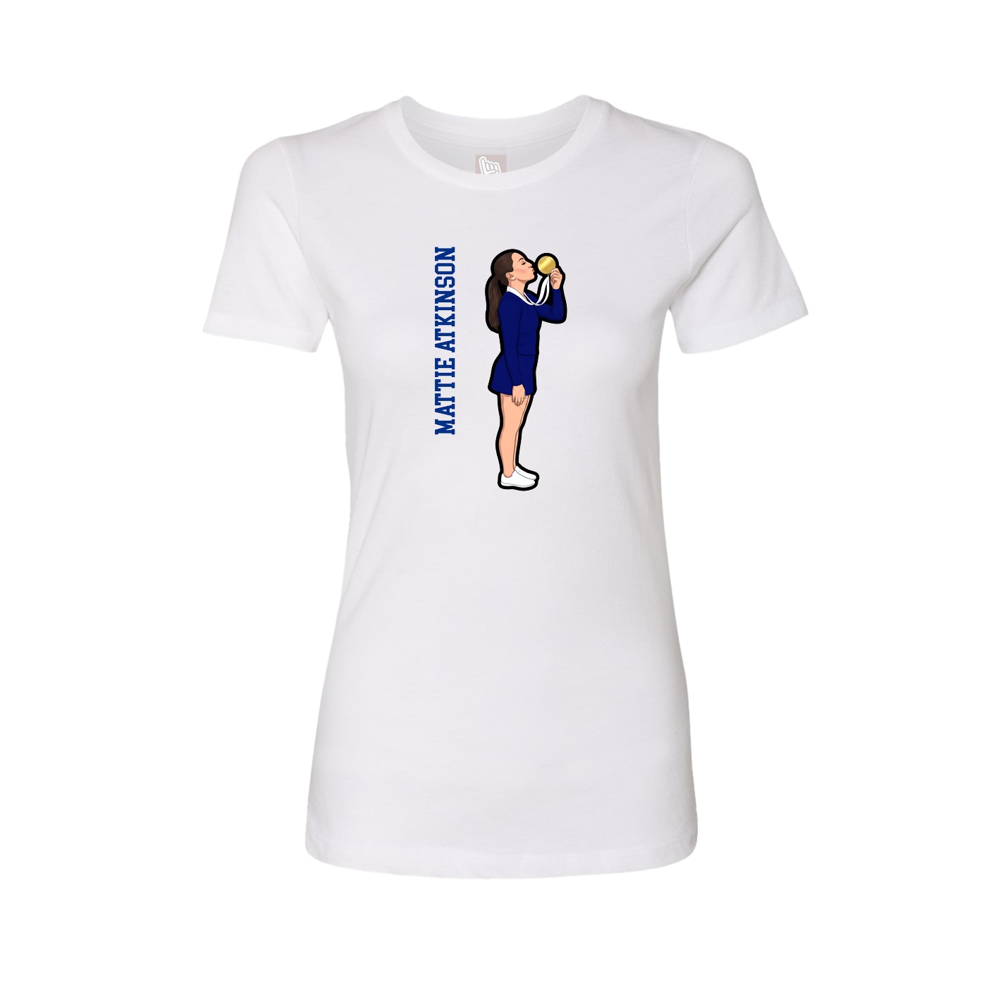 Womens Tee — Name Vertical in White