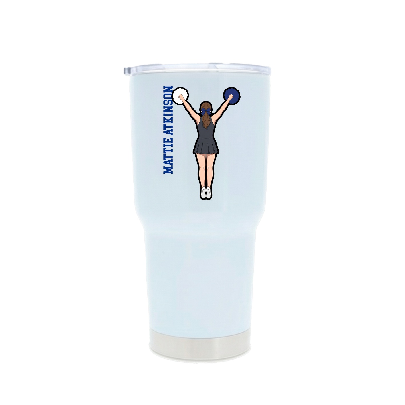 30oz Stainless Steel Tumbler — Name Vertical in White
