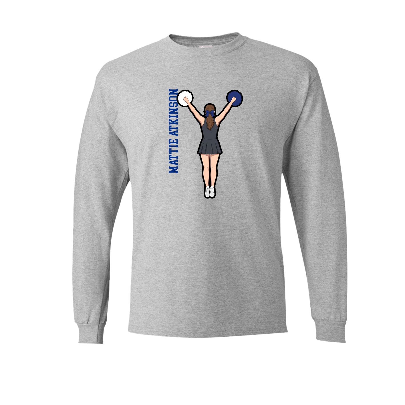 Long Sleeve Tee — Name Vertical in Grey