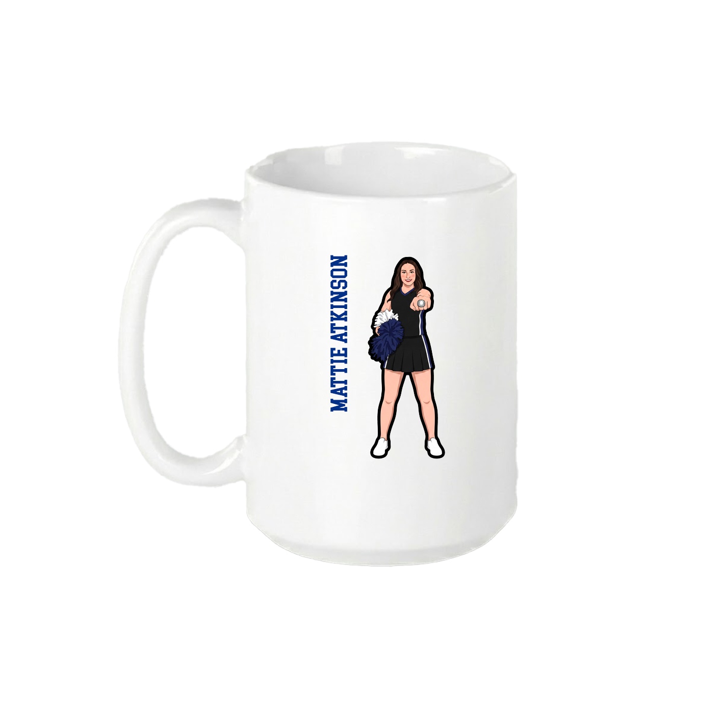 15oz Coffee Mug — Name Vertical in White