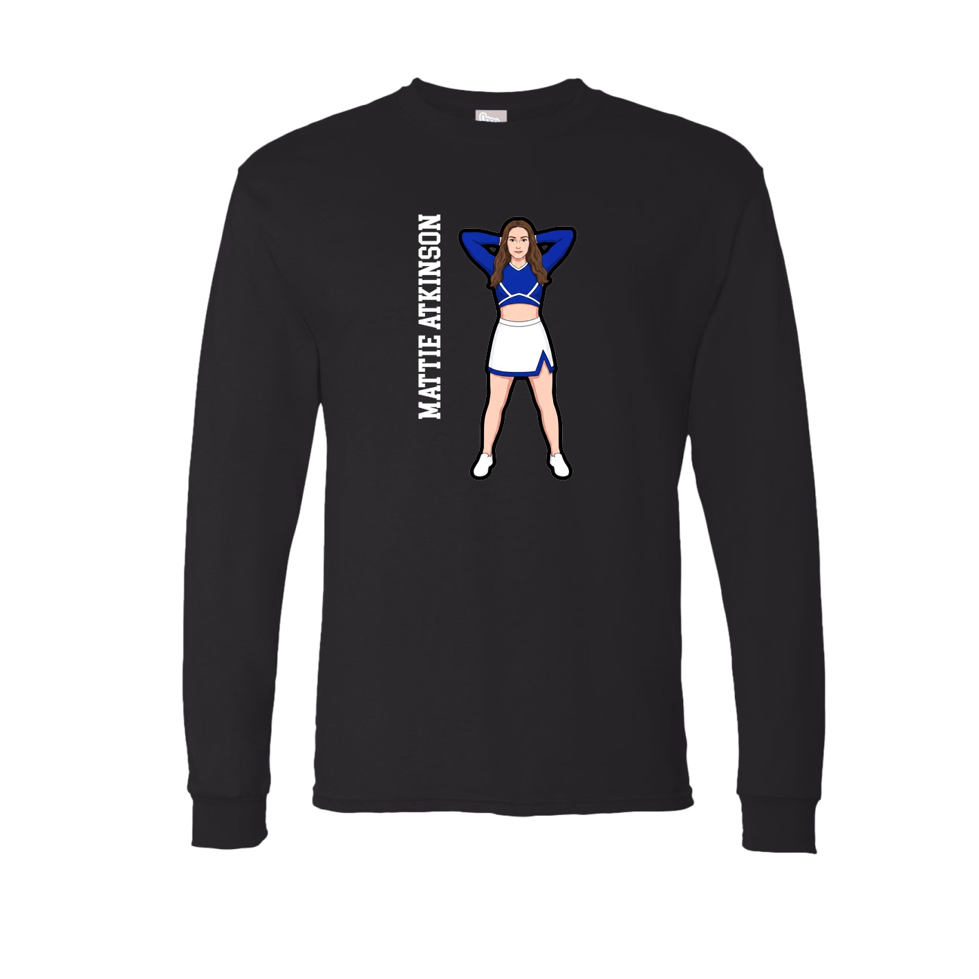 Long Sleeve Tee — Name Vertical in Black
