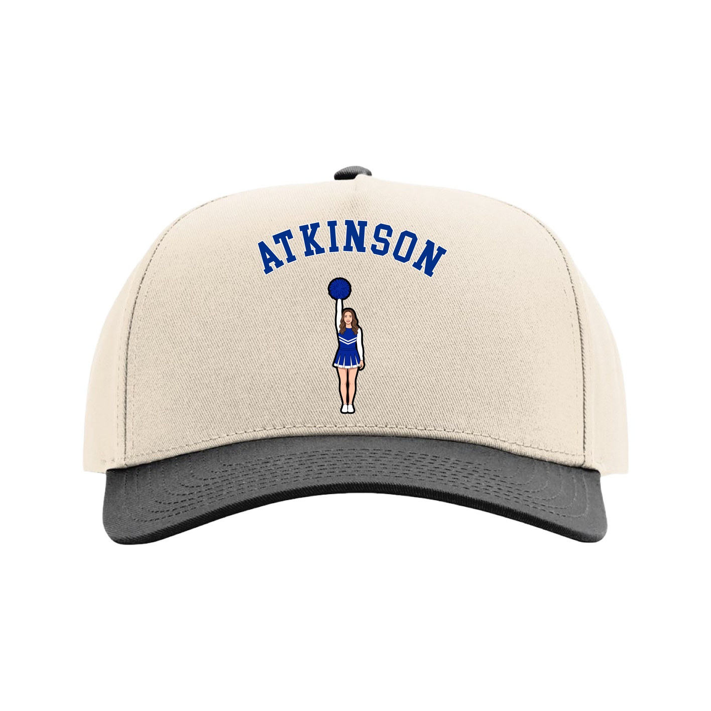 Full Fabric Five-Panel Champ Cap — Shirsey Arch in Cream/Black