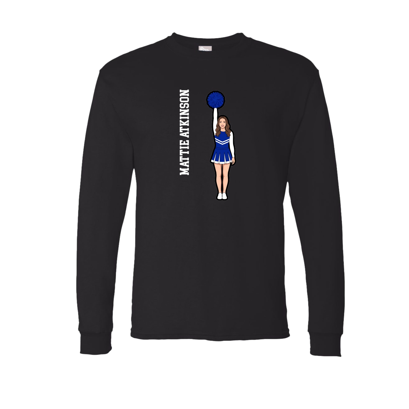 Long Sleeve Tee — Name Vertical in Black