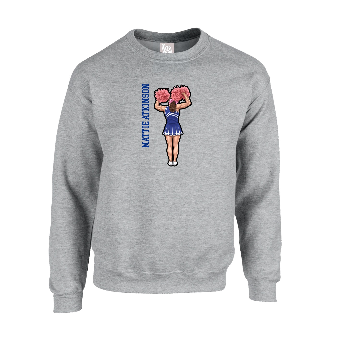 Fleece Crew — Name Vertical in Grey