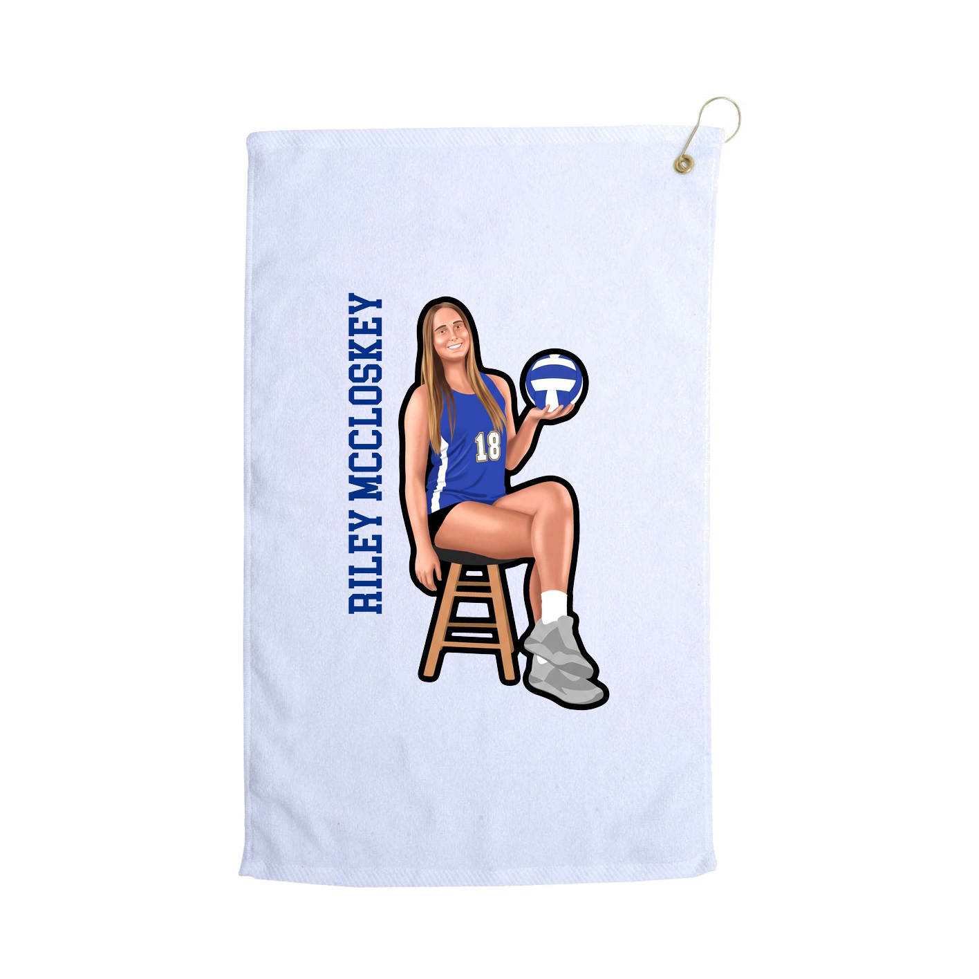 Golf Towel — Name Vertical in White