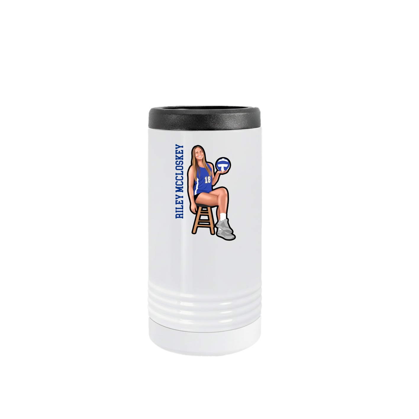 Slim Beverage Holder — Name Vertical in White