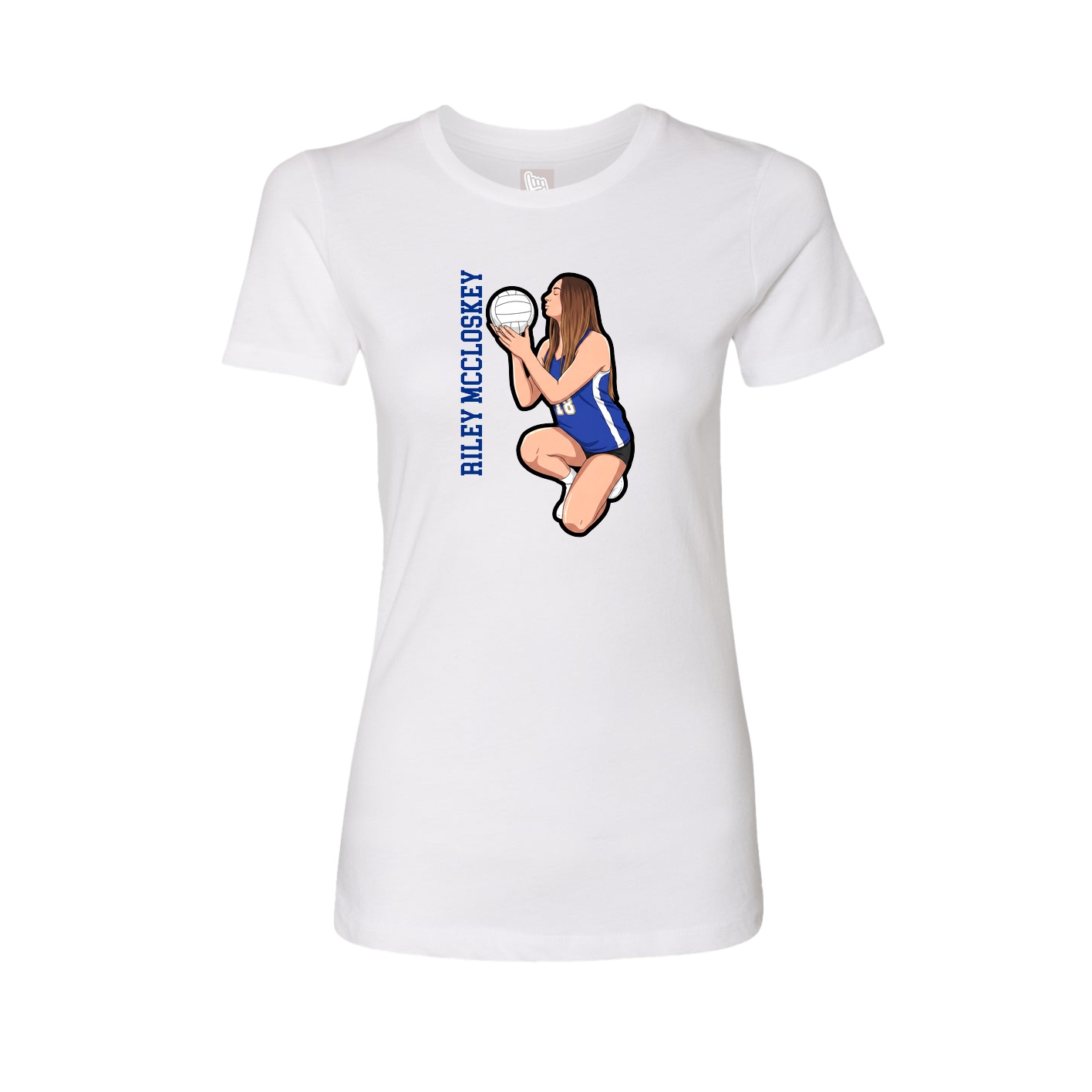 Fitted Women's Tee — Name Vertical in White