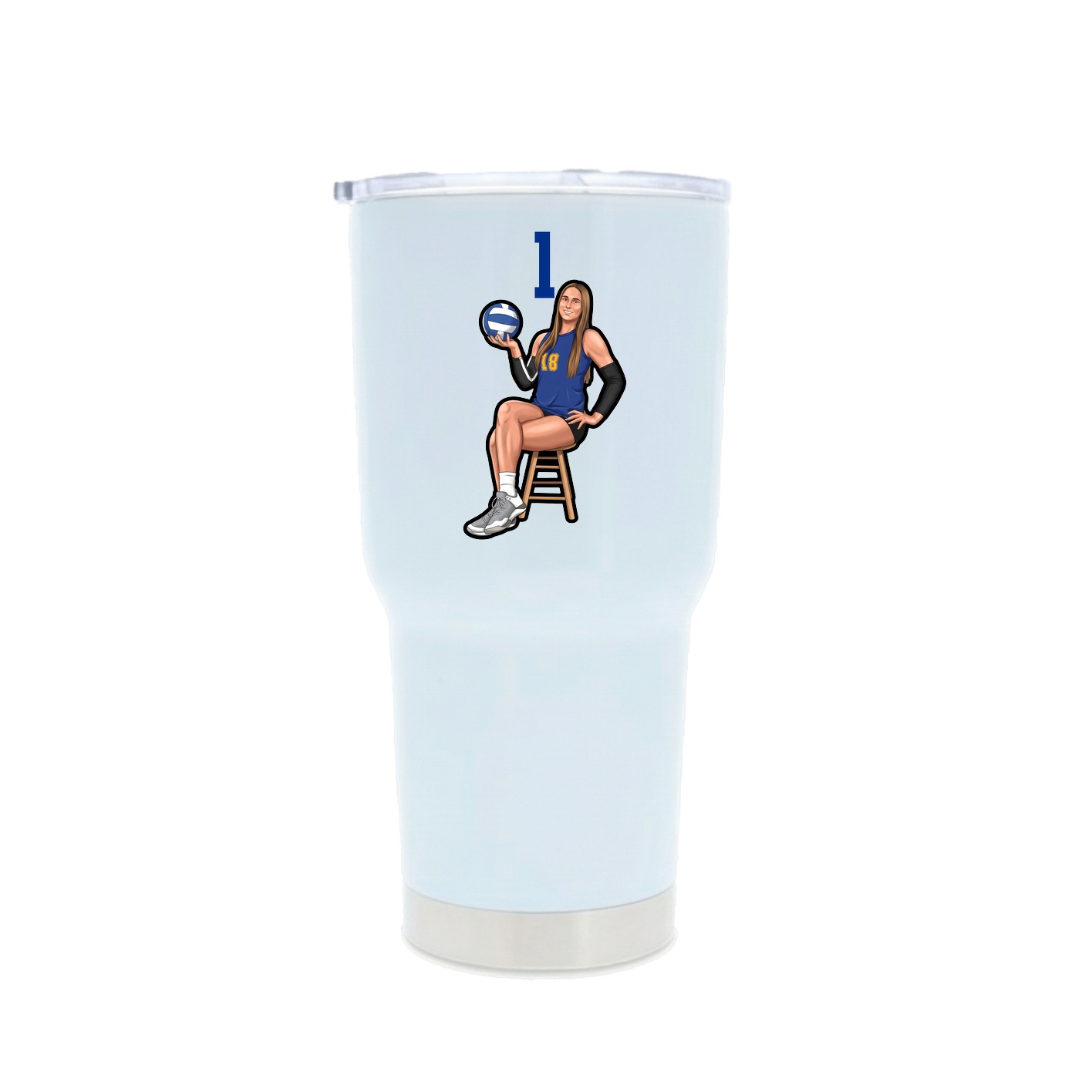 30oz Stainless Steel Tumbler — Number Top in White