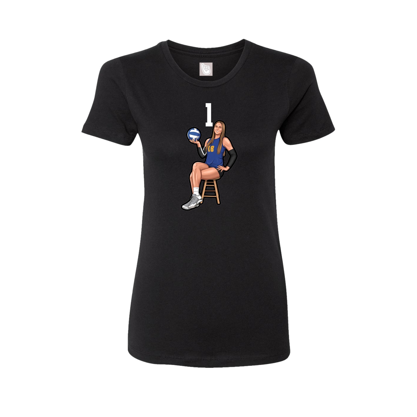 Fitted Women's Tee — Number Top in Black