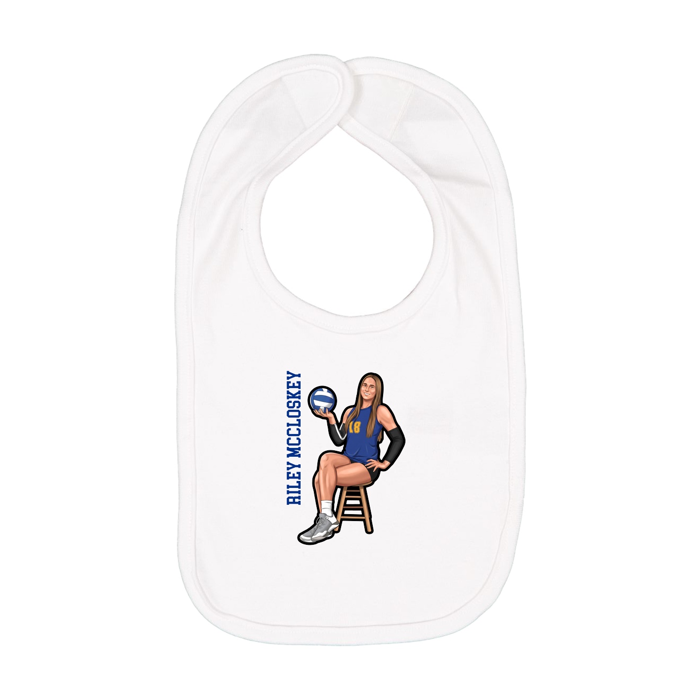 Infant Bib — Name Vertical in White
