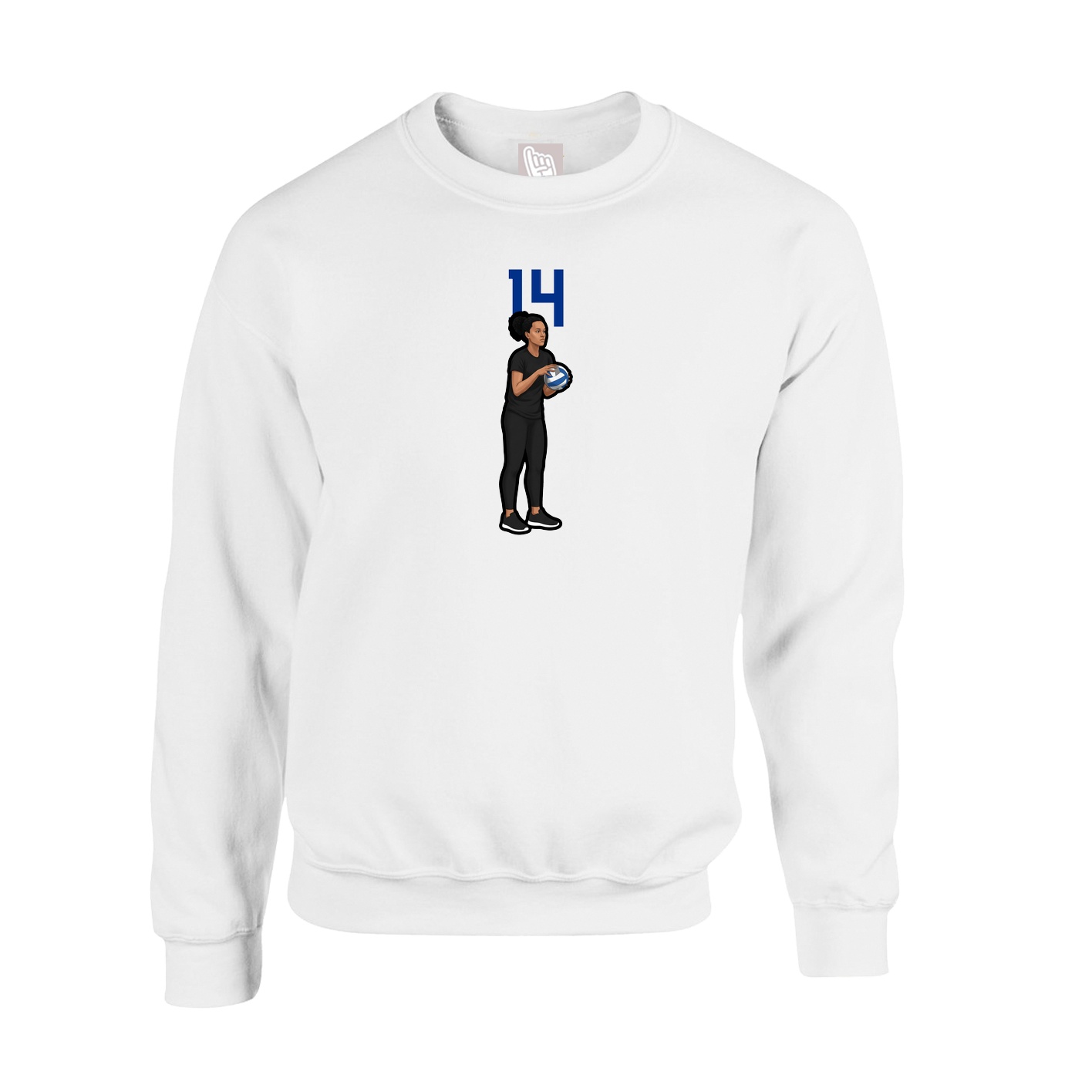 Fleece Crew — Number Top in White