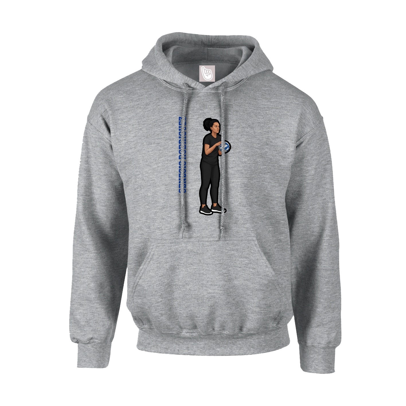 Youth Hoodie — Name Vertical in Grey