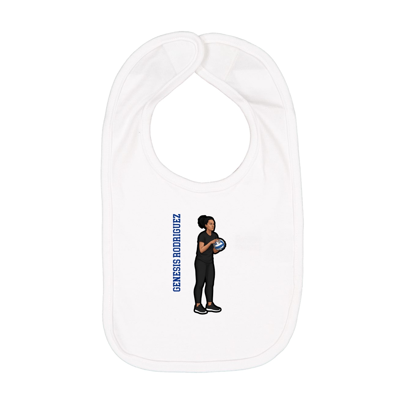 Infant Bib — Name Vertical in White