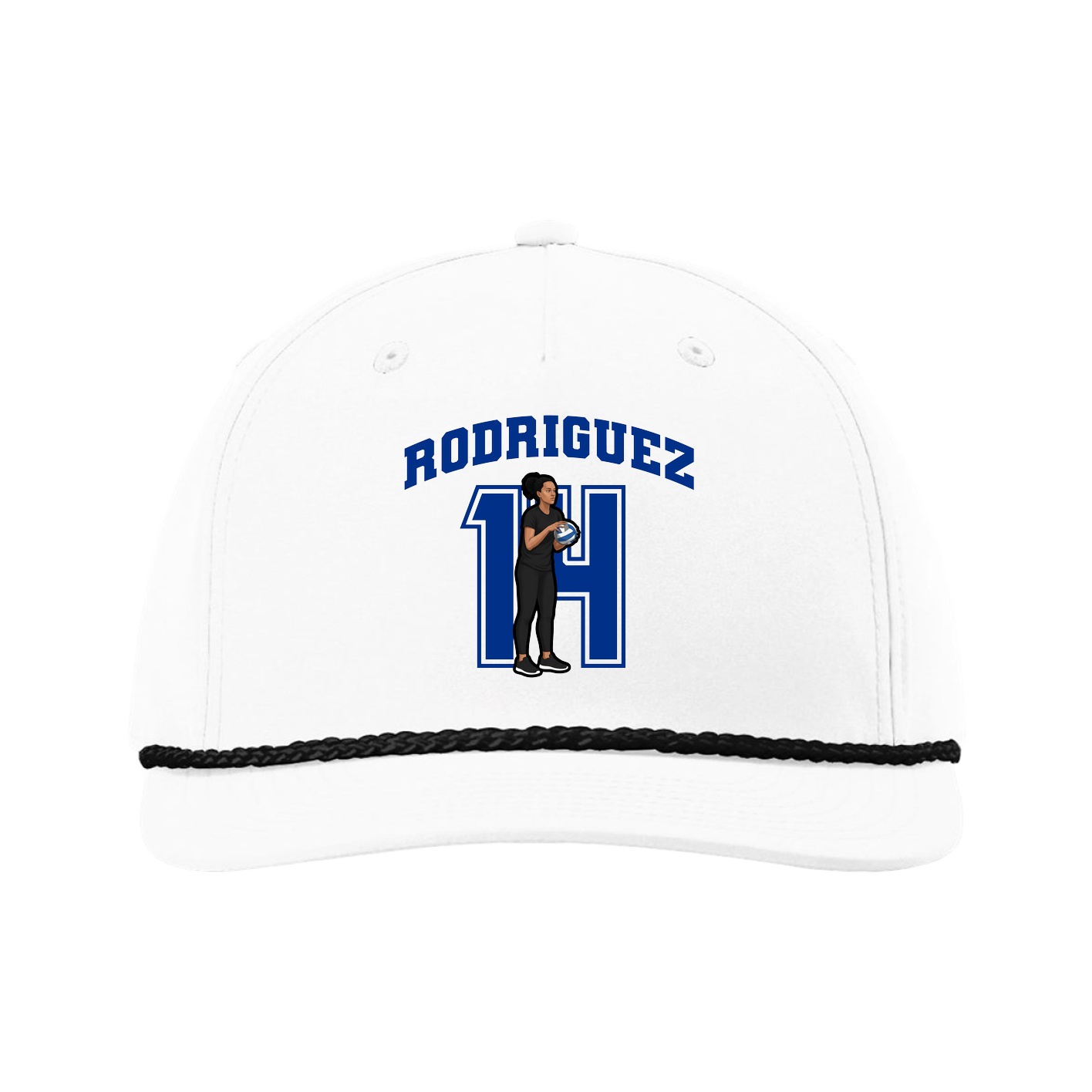 Five-Panel Classic Rope Cap — Number in White