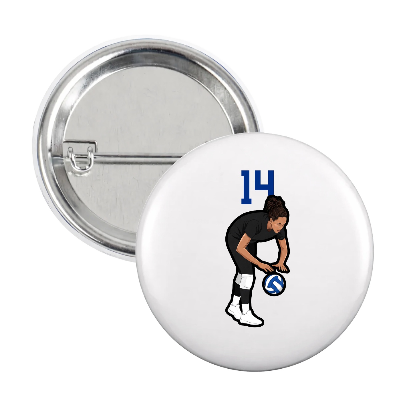 Game Day Button — Number Top in White