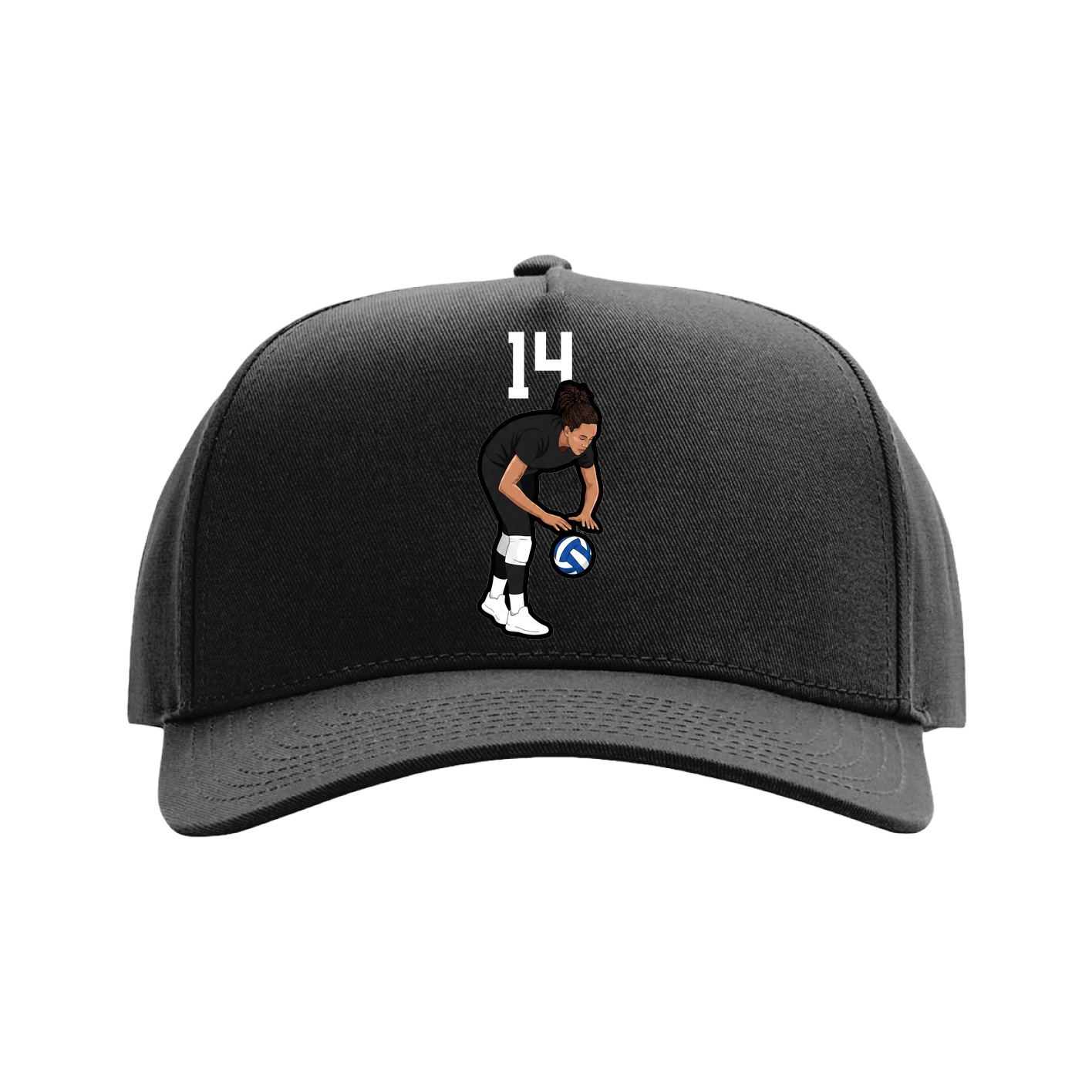 Full Fabric Five-Panel Champ Cap — Number Top in Black