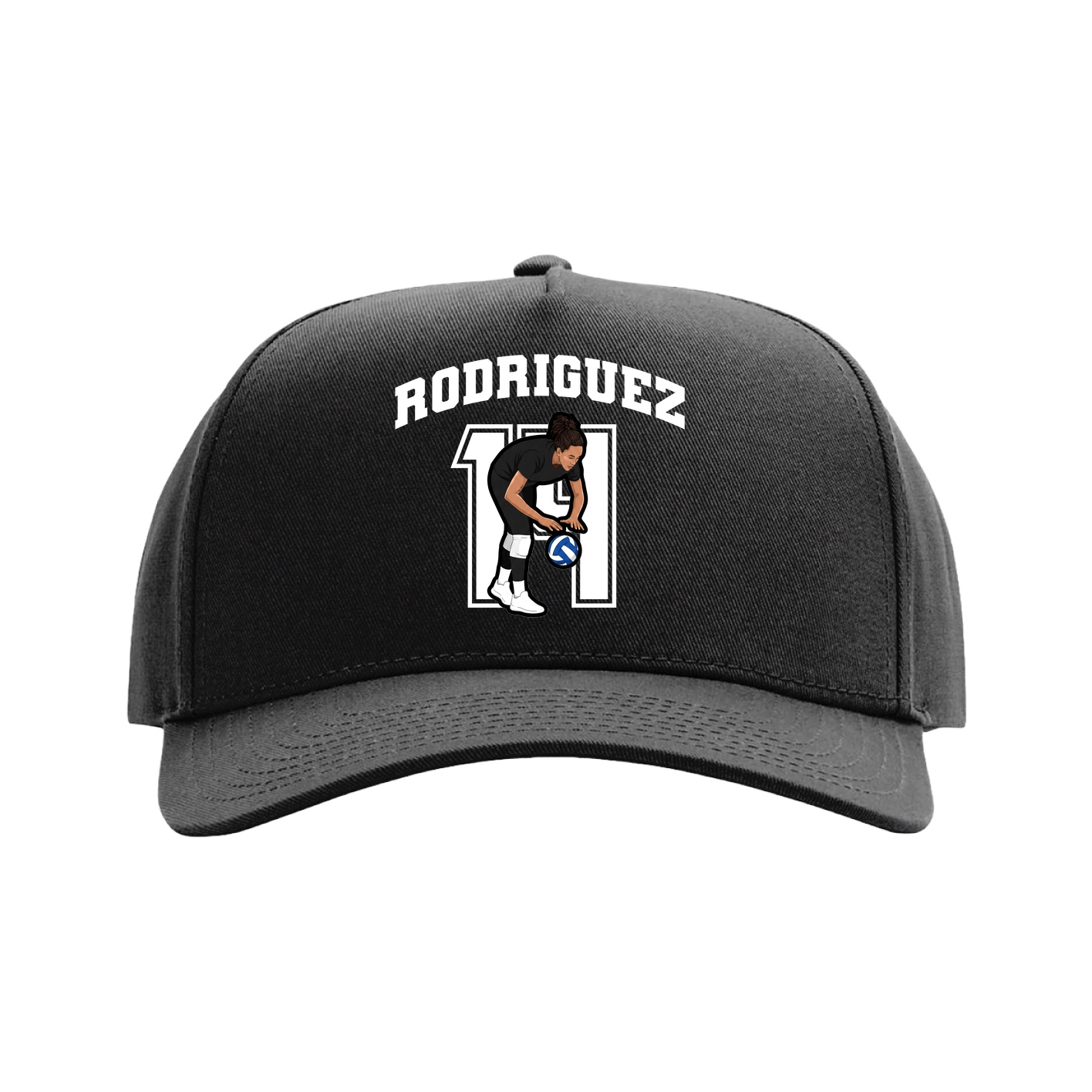 Full Fabric Five-Panel Champ Cap — Number in Black