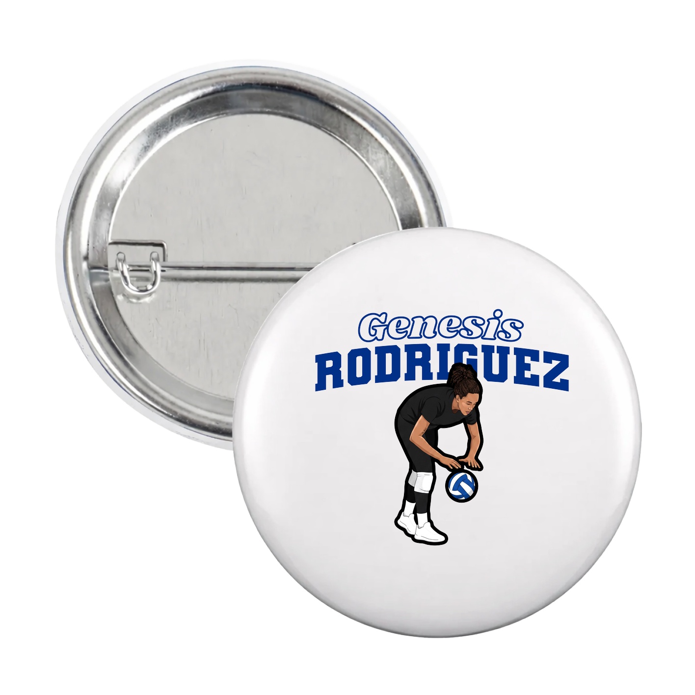 Game Day Button — Name Arch in White