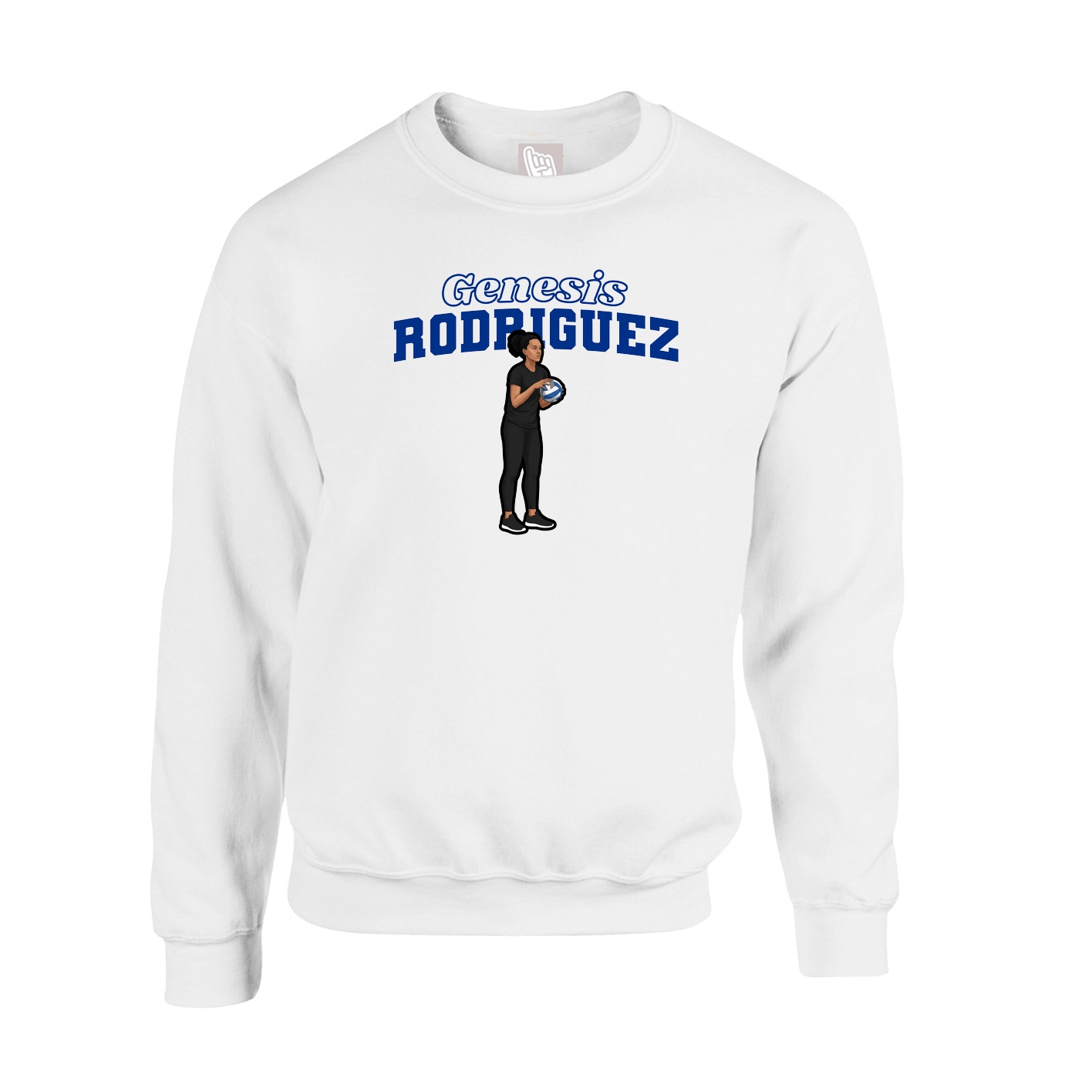 Fleece Crew — Name Arch in White